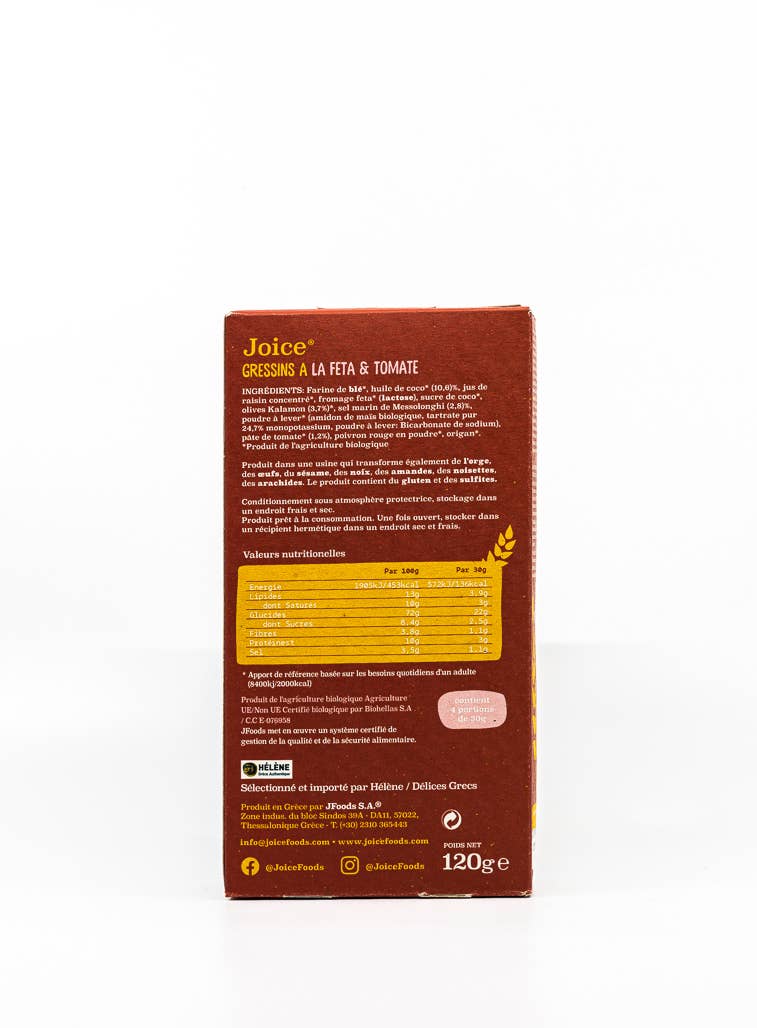 Gressins biologiques feta tomate 120g