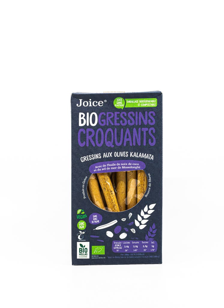 Gressins biologiques aux olives Kalamata 120g